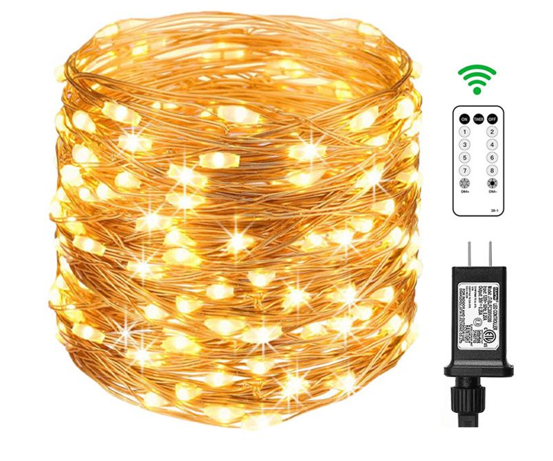 (image for) Indoor Copper wire string lights 42 FT remote control 8 modes - Click Image to Close