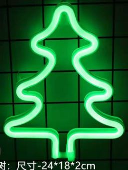 (image for) USB powered 3 AA Battery operation LED Neon SignLight green tree - Click Image to Close