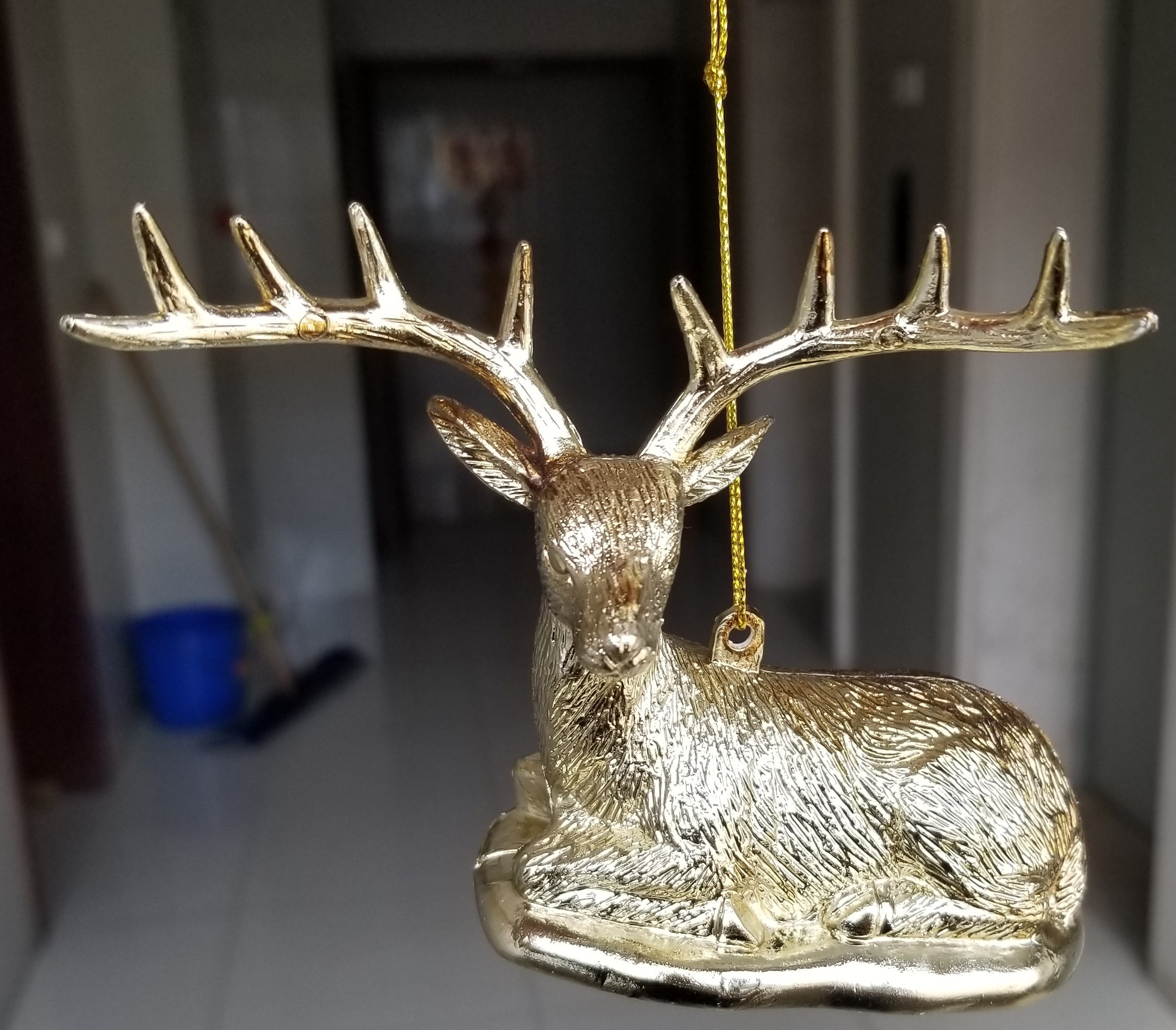 Christmas Tree Hanging Reindeer Ornaments Gold Foil Finish