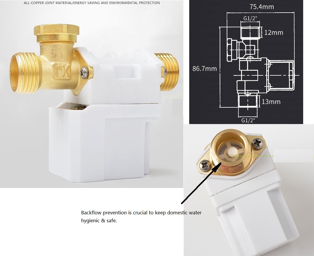 (image for) Electric Solenoid Valve 12V DC for water 1/2"outter 0.8Mpa - Click Image to Close