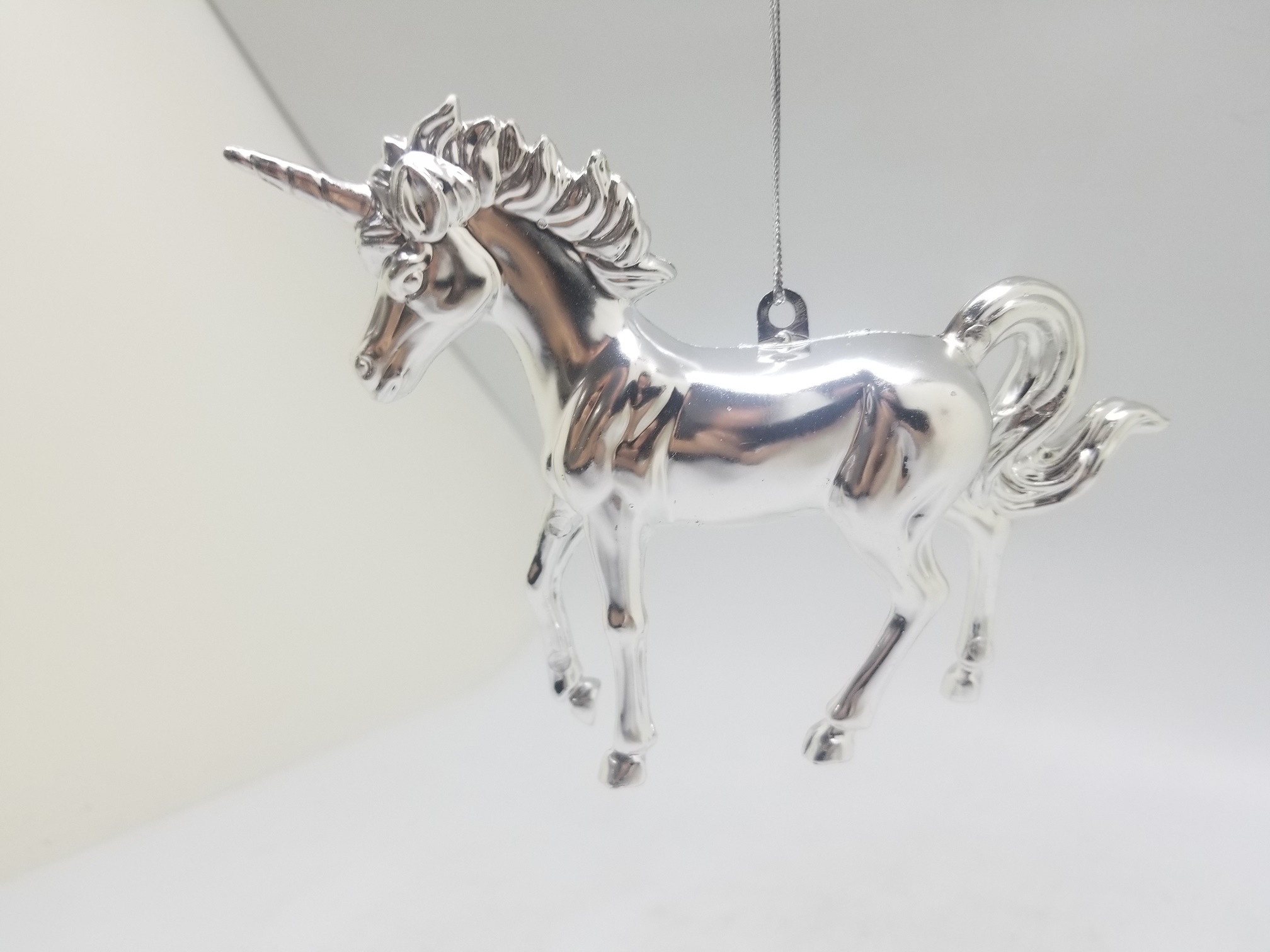 Unicorn Shatterproof Ornament silver Foil + Glitter Finish