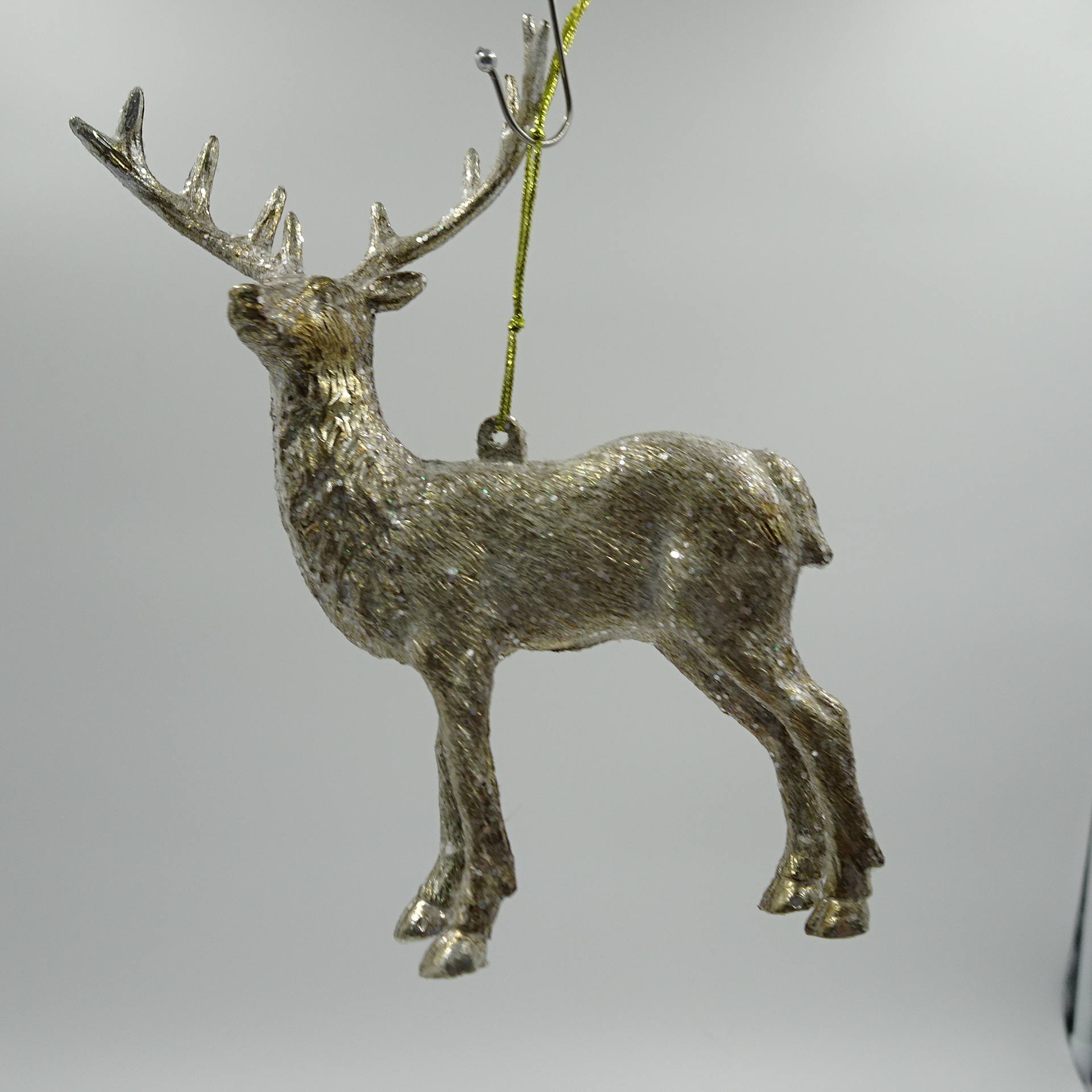 Reindeer Hanging Decoration Gold Foil +Glitter Finish - Click Image to Close