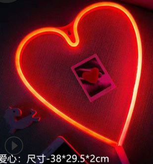 USB powered 3 AA Battery operation LED Neon Sign Lighting HEART - Click Image to Close