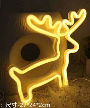 (image for) USB powered 3 AA Battery operation LED Neon Sign Light Reindeer
